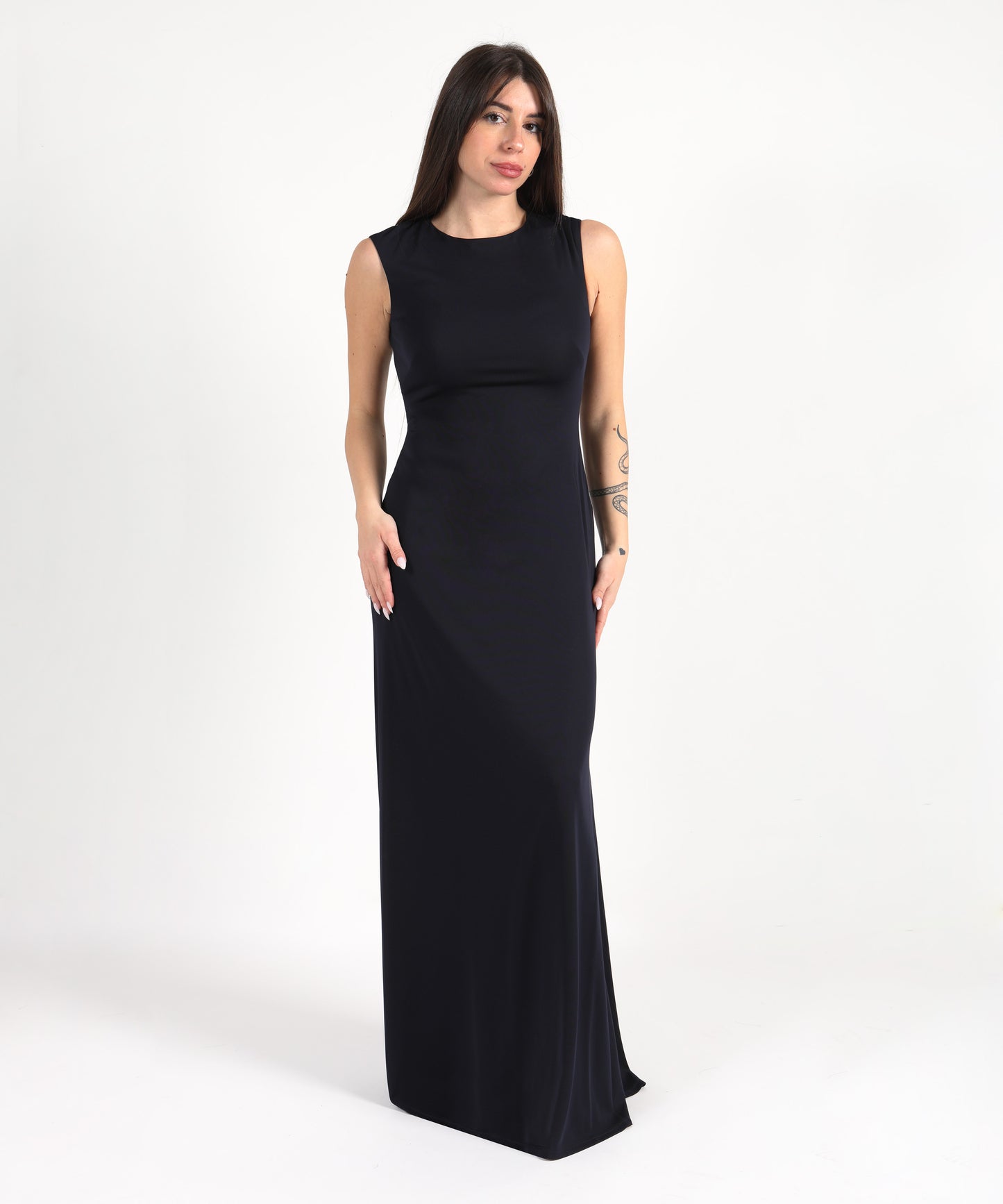 LAUREN RALPH LAUREN Abito lungo in jersey con spalline a catena incrociate e scollatura a V