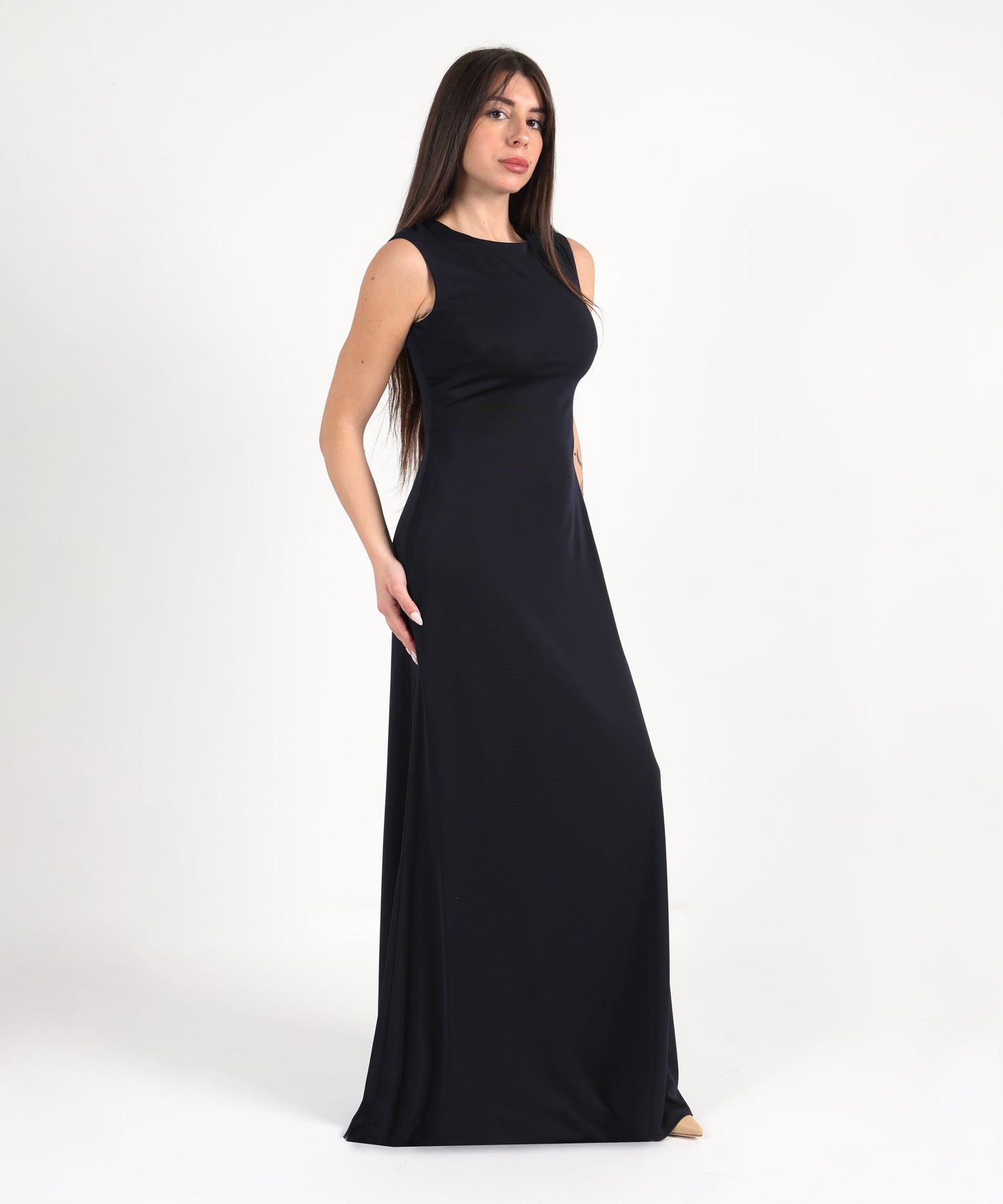 LAUREN RALPH LAUREN Abito lungo in jersey con spalline a catena incrociate e scollatura a V