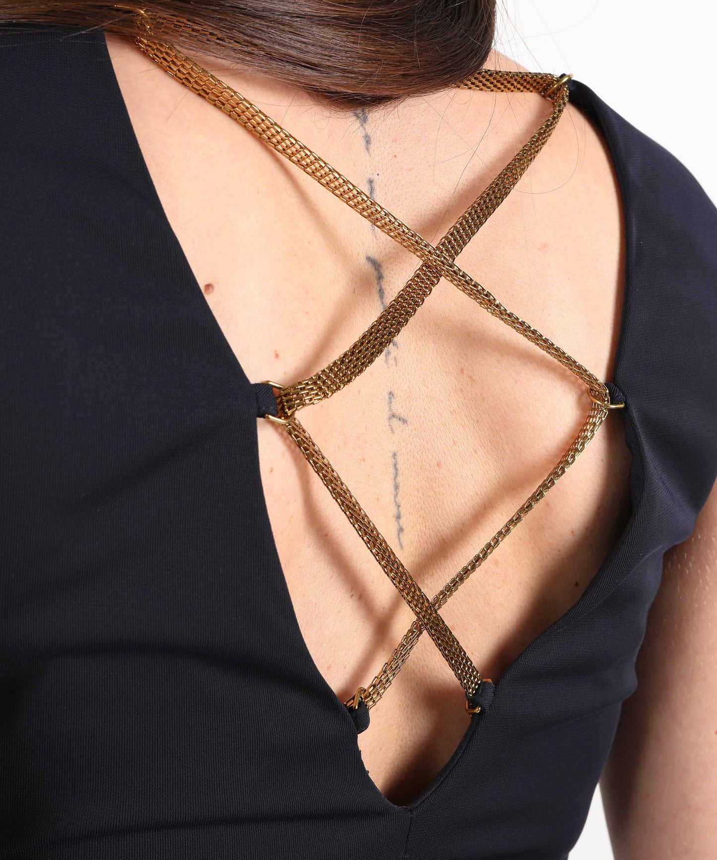 LAUREN RALPH LAUREN Abito lungo in jersey con spalline a catena incrociate e scollatura a V