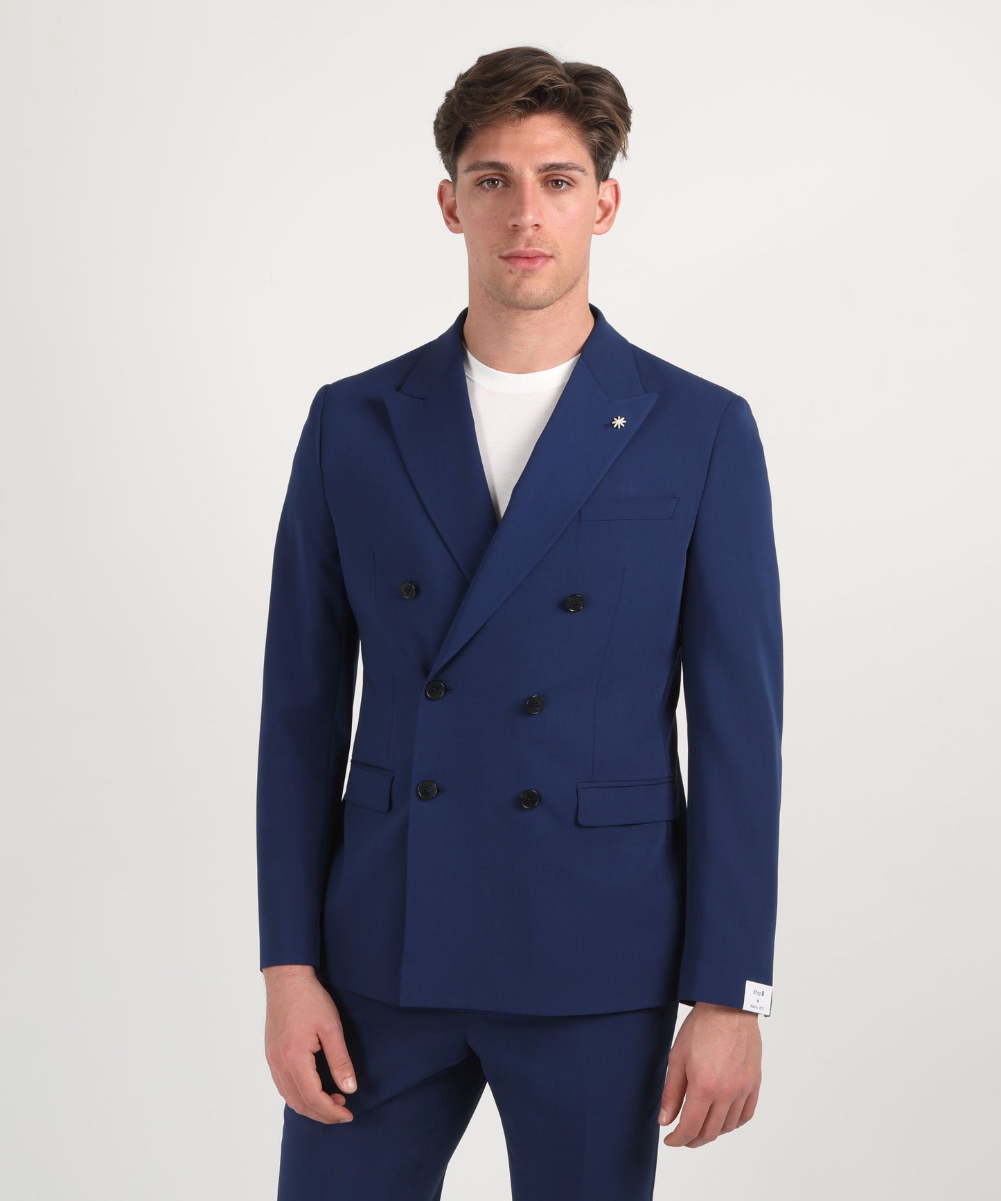 Giosal Abito Uomo In Lino Vestito Doppiopetto Completo Giacca Pantalone Tinta Unita Elegante Blu 46 123842625 - Foto 8