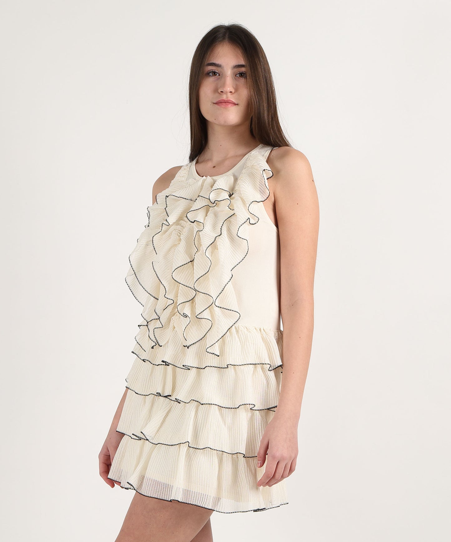 ELISABETTA FRANCHI Abito in maglia con ruches e balze