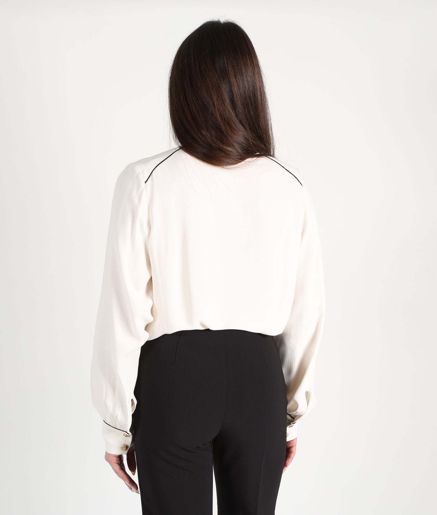 ELISABETTA FRANCHI Camicia in georgette con sciarpa e piping