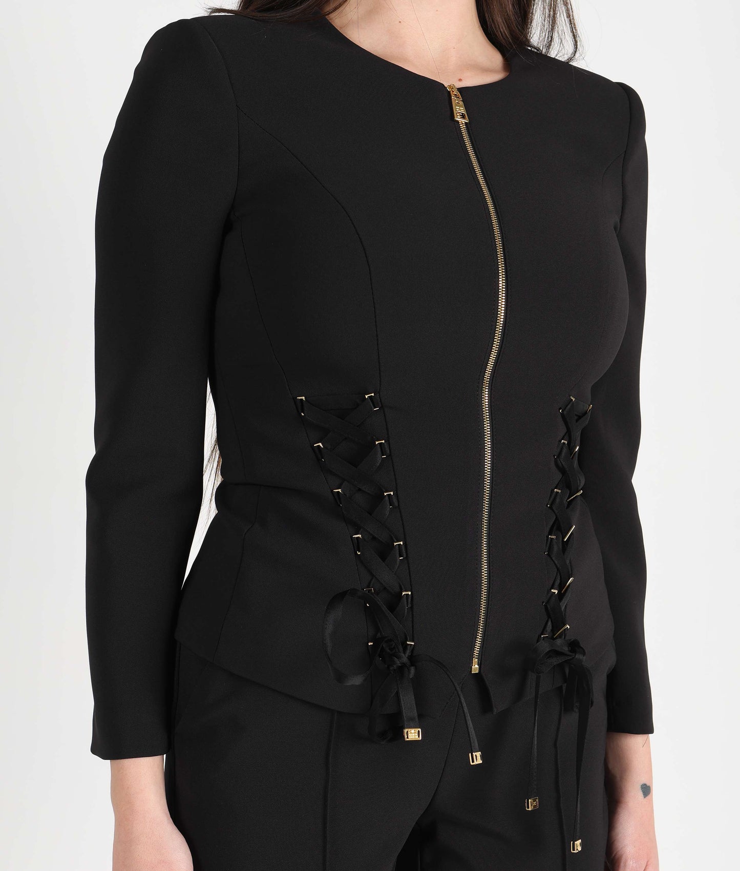 ELISABETTA FRANCHI Giacca in crêpe con lacci criss-cross