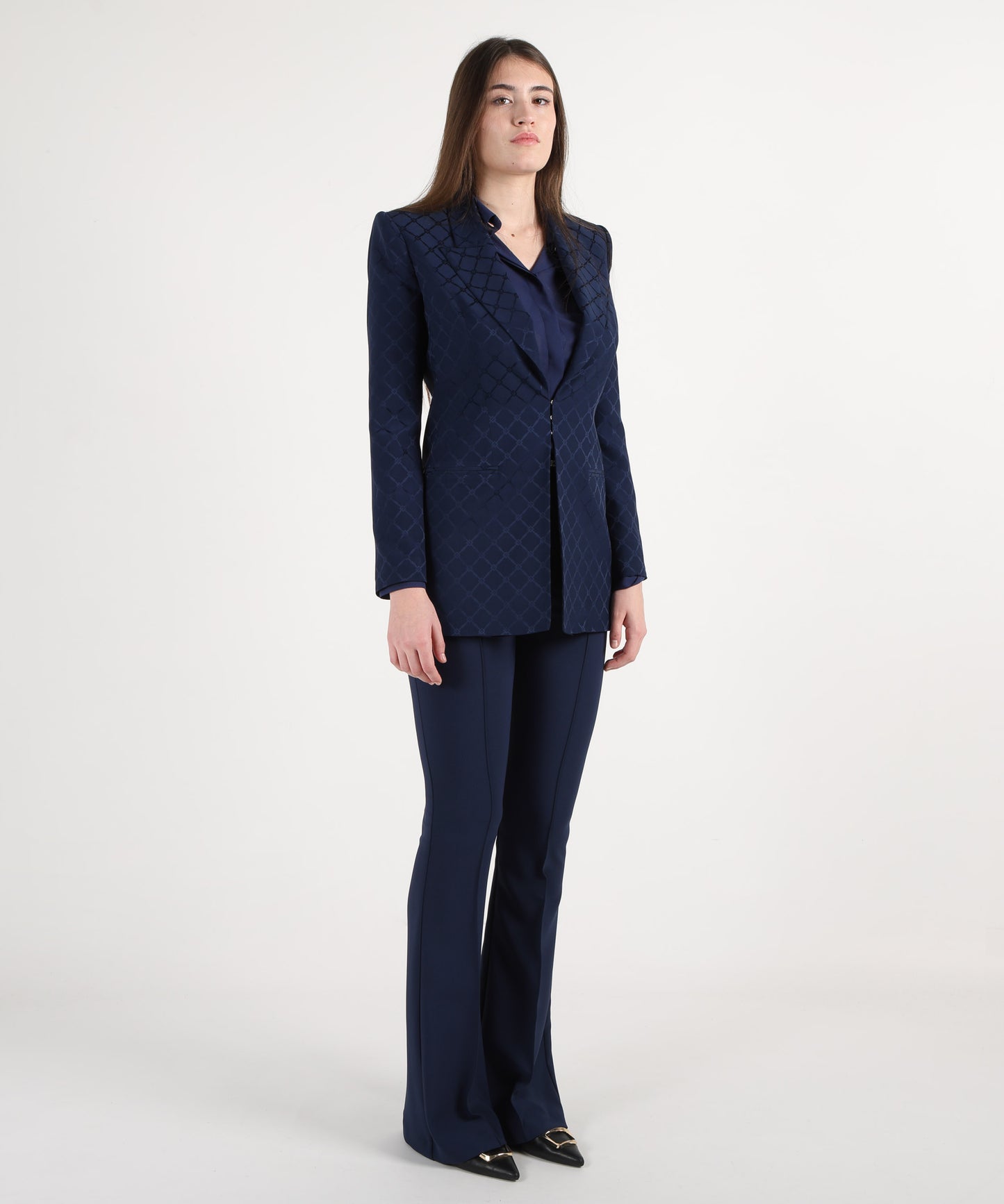 ELISABETTA FRANCHI Giacca in satin con losanga jacquard