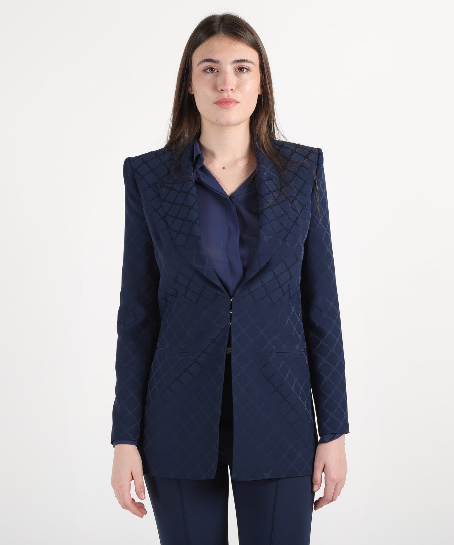 ELISABETTA FRANCHI Giacca in satin con losanga jacquard