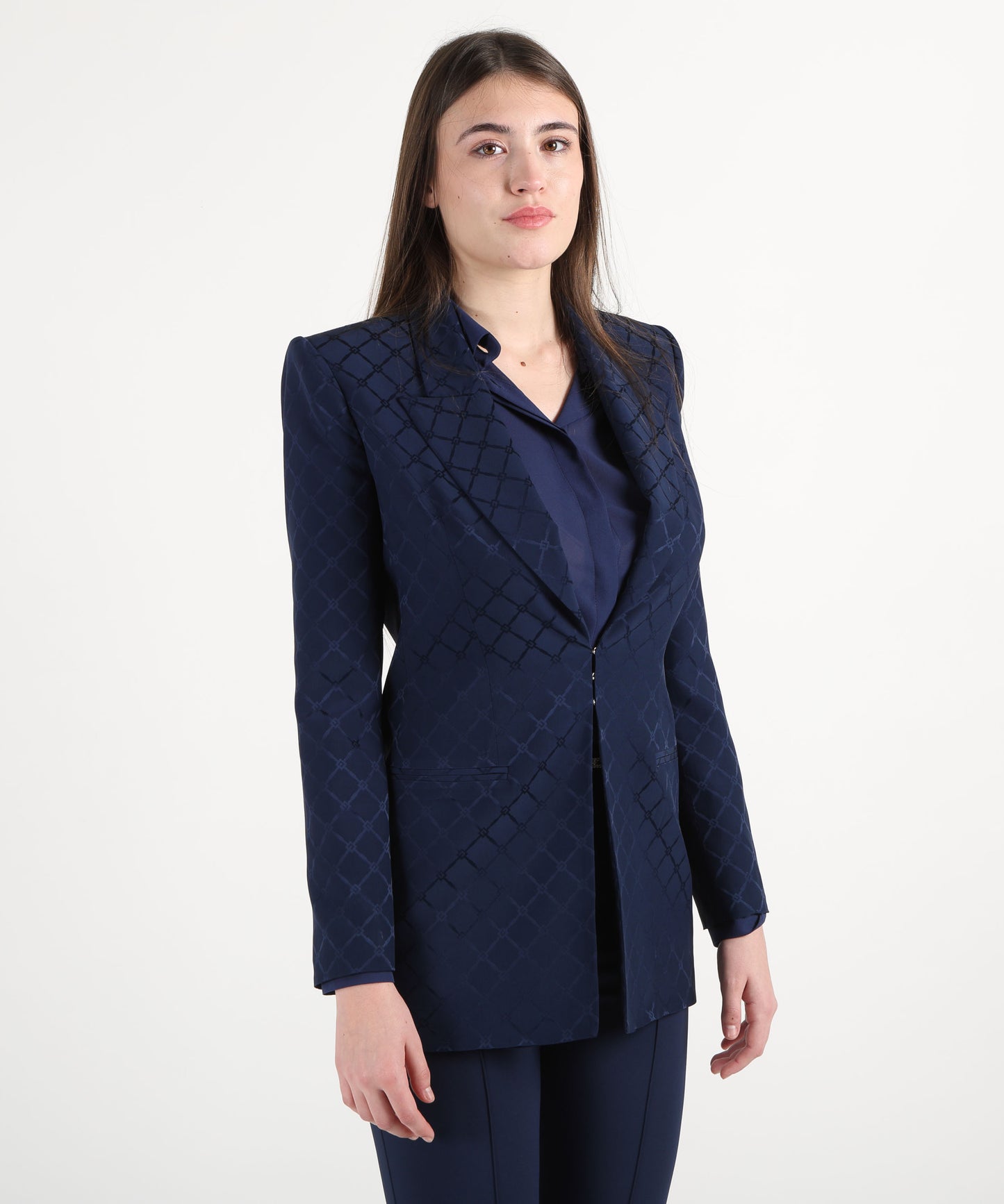 ELISABETTA FRANCHI Giacca in satin con losanga jacquard