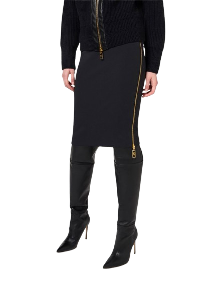 ELISABETTA FRANCHI Gonna midi in doppio crêpe stretch.