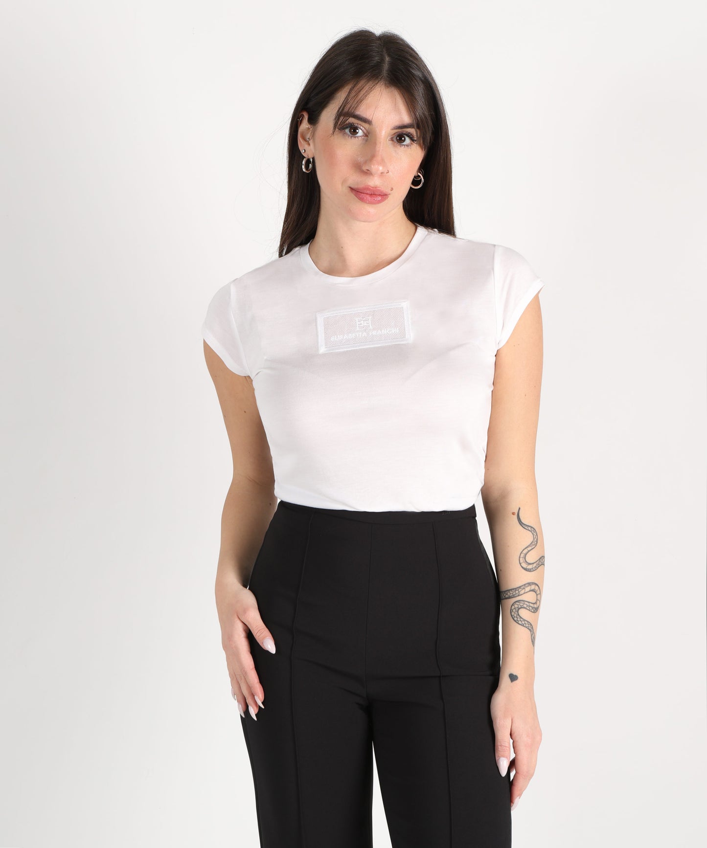 ELISABETTA FRANCHI T-shirt in jersey con ricamo
