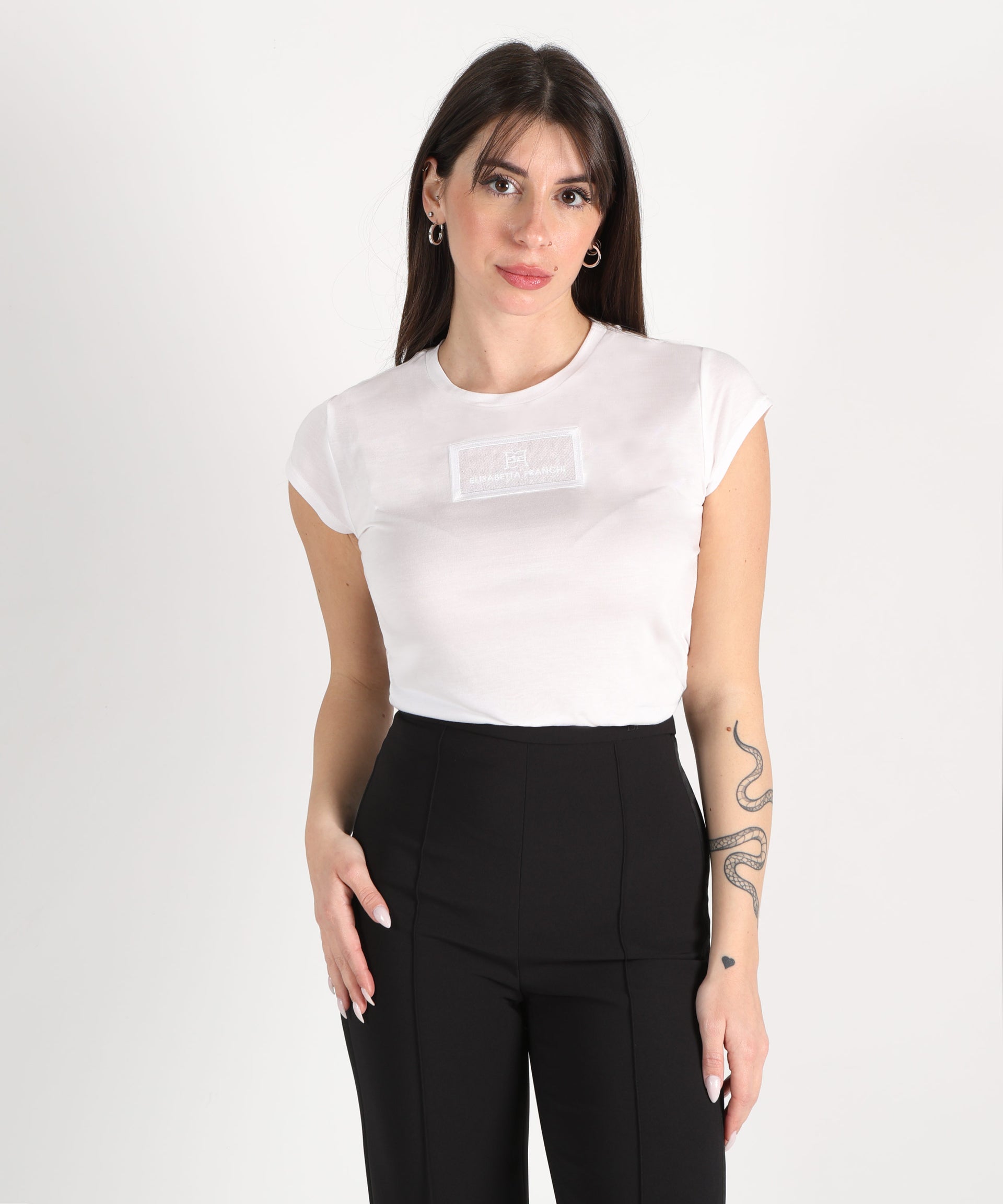 ELISABETTA FRANCHI T-shirt in jersey con ricamo