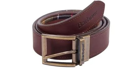 BARBOUR cintura reversibile tartan leather