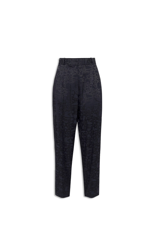 ELISABETTA FRANCHI Pantalone dritto in crepe jacquard lettering