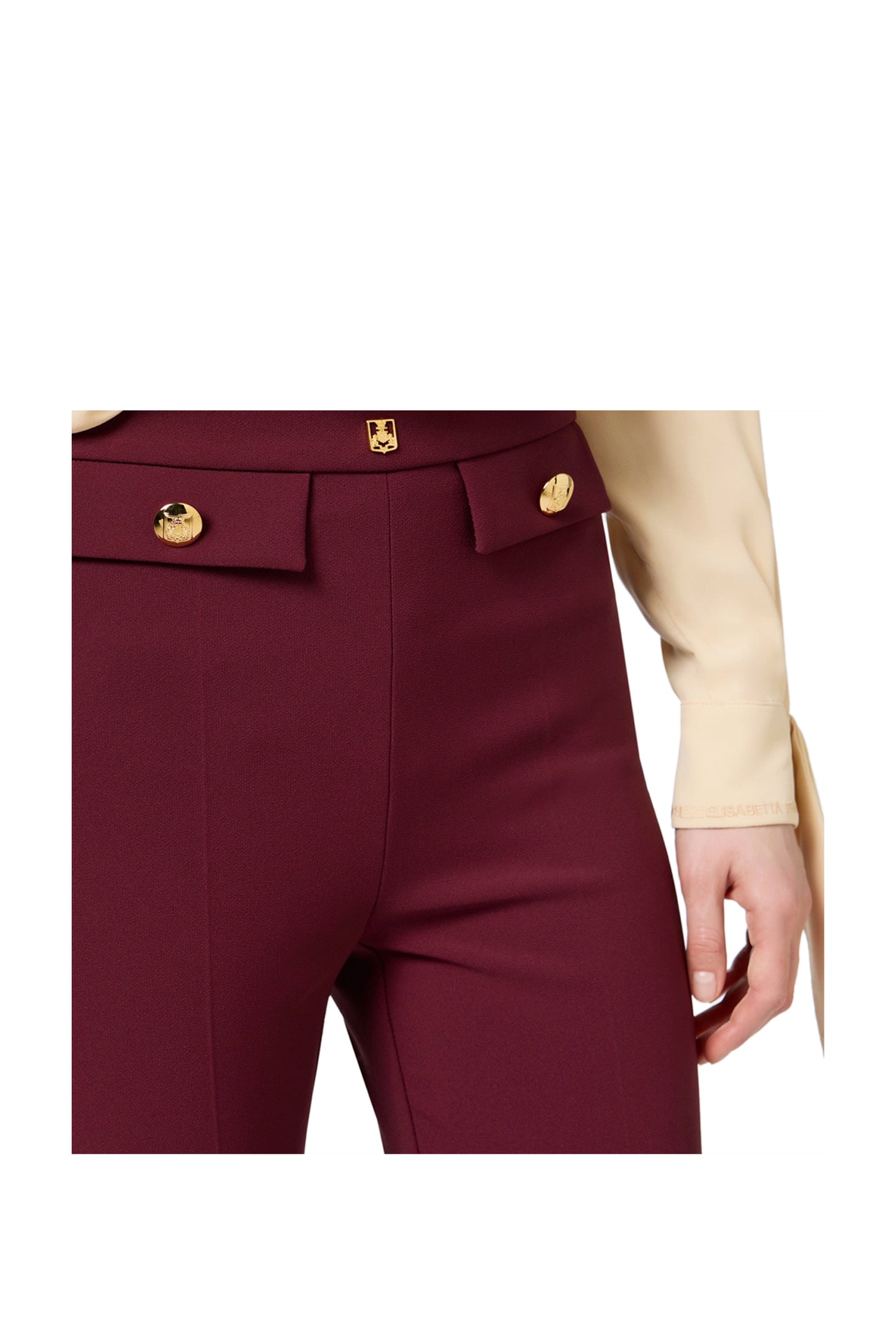 ELISABETTA FRANCHI Pantalone dritto alla caviglia in doppio crepe stretch