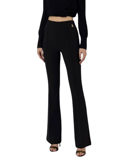 ELISABETTA FRANCHI Pantalone palazzo in crêpe stretch con charms