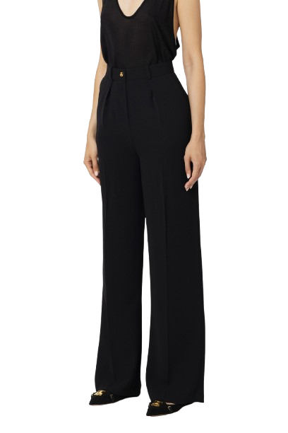 ELISABETTA FRANCHI Pantalone dritto in crêpe fermo con pinces