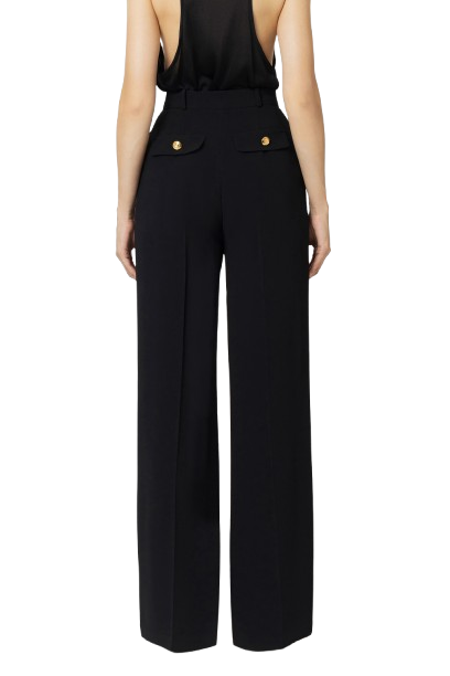 ELISABETTA FRANCHI Pantalone dritto in crêpe fermo con pinces