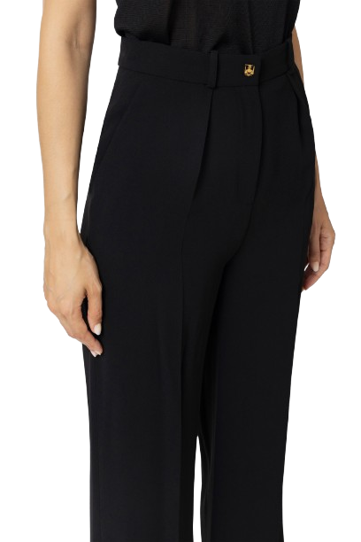 ELISABETTA FRANCHI Pantalone dritto in crêpe fermo con pinces