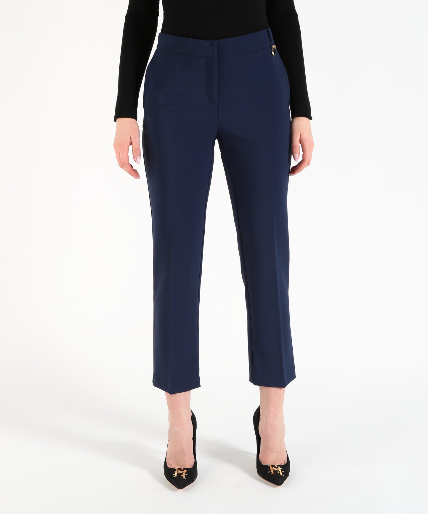 ELISABETTA FRANCHI Pantalone doppio crêpe con spacchetti