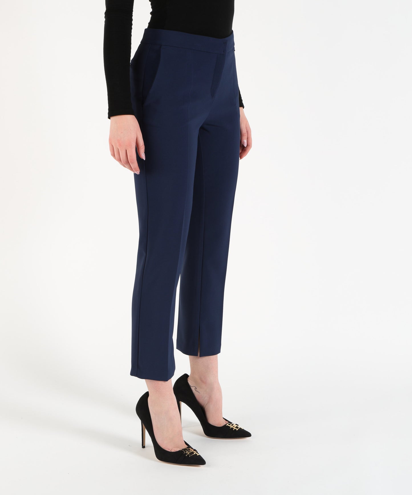 ELISABETTA FRANCHI Pantalone doppio crêpe con spacchetti