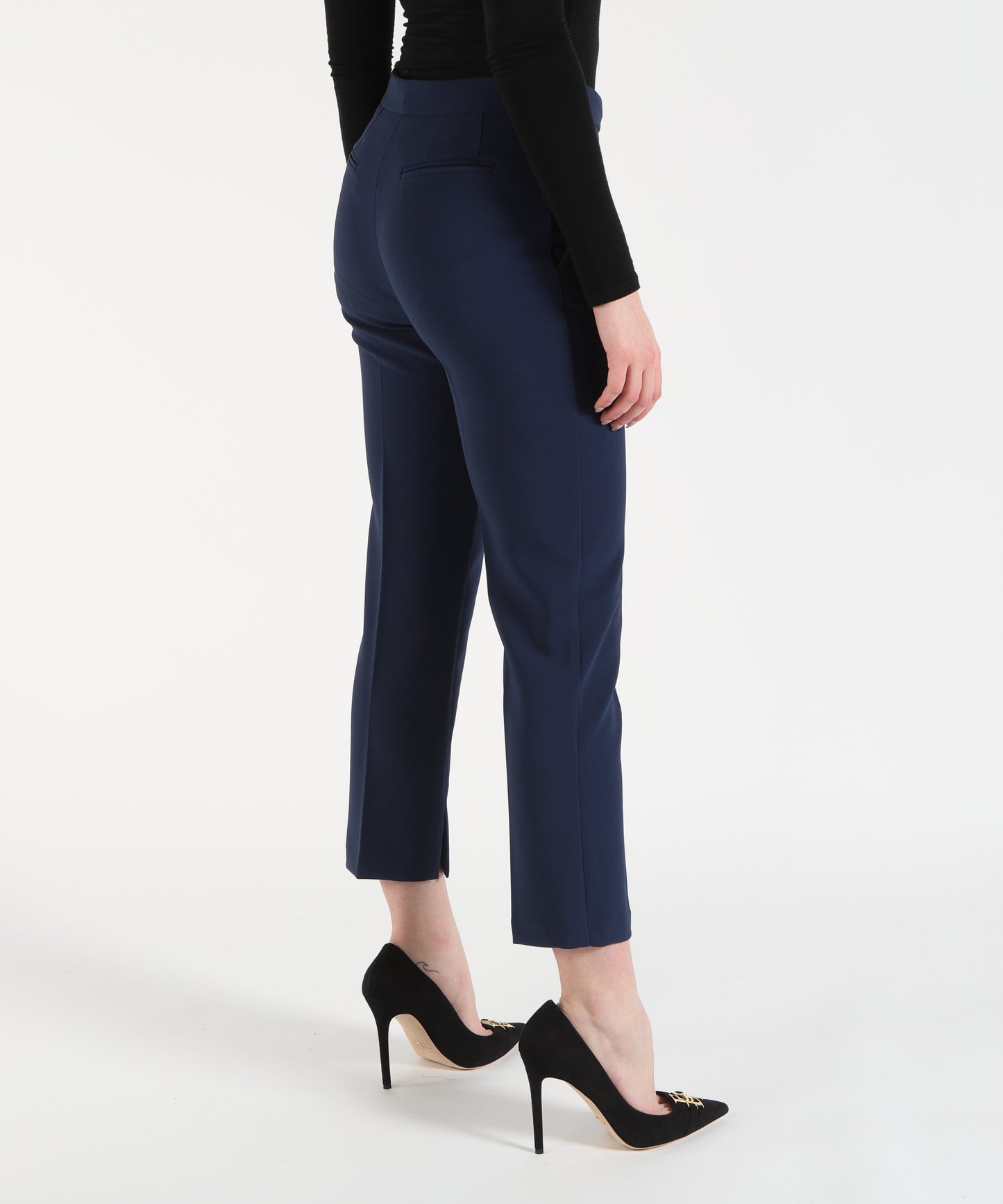 ELISABETTA FRANCHI Pantalone doppio crêpe con spacchetti