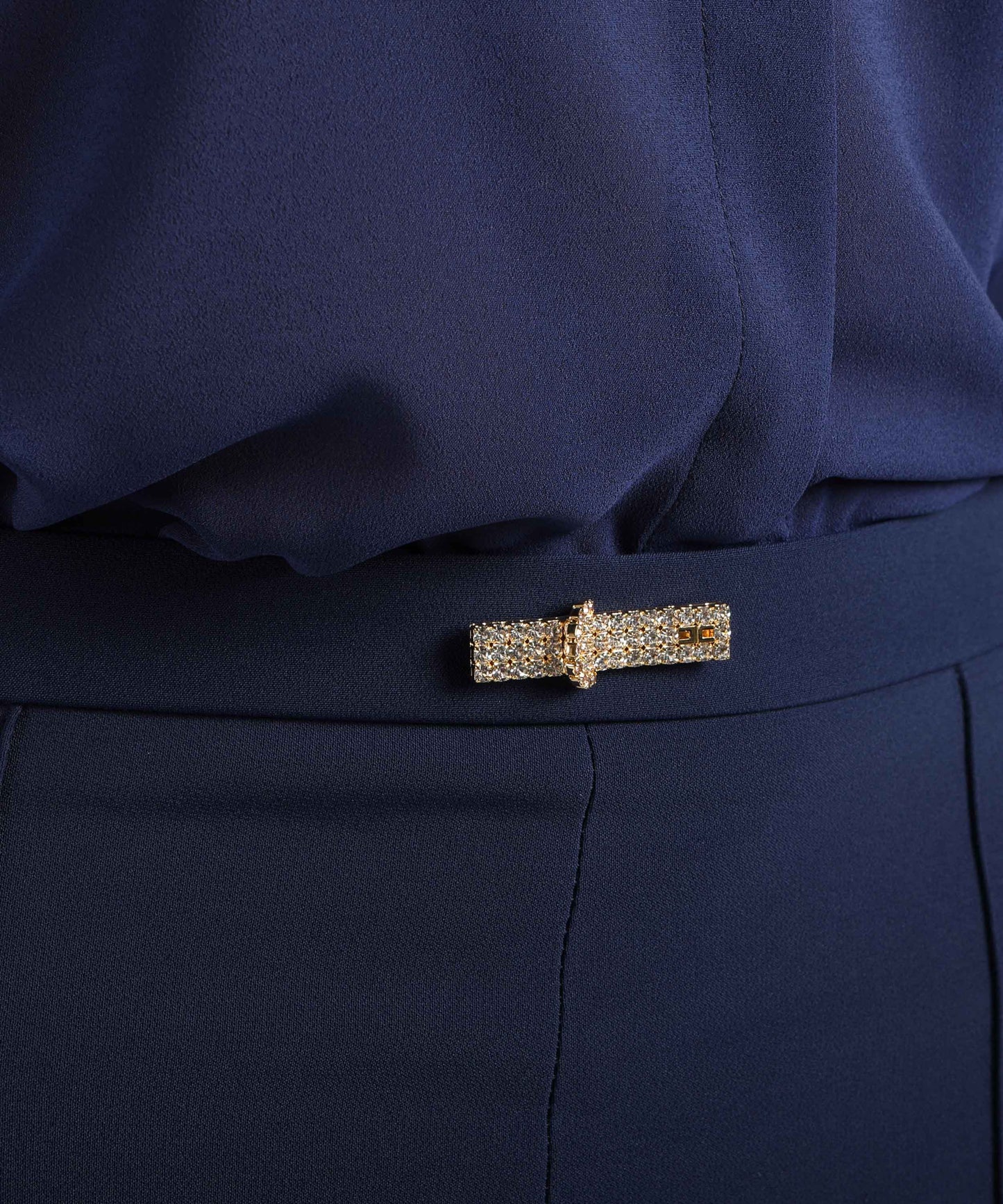 ELISABETTA FRANCHI Pantaloni a zampa in doppio crêpe leggero