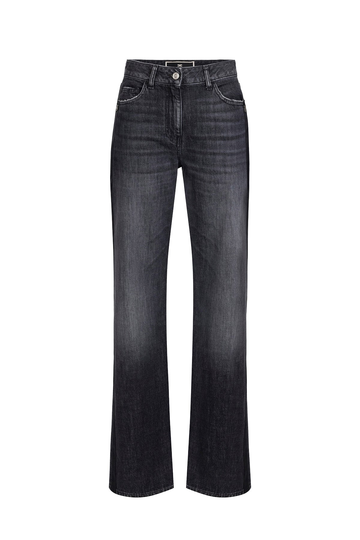 ELISABETTA FRANCHI Jeans a gamba larga in cotone organico a vita bassa.