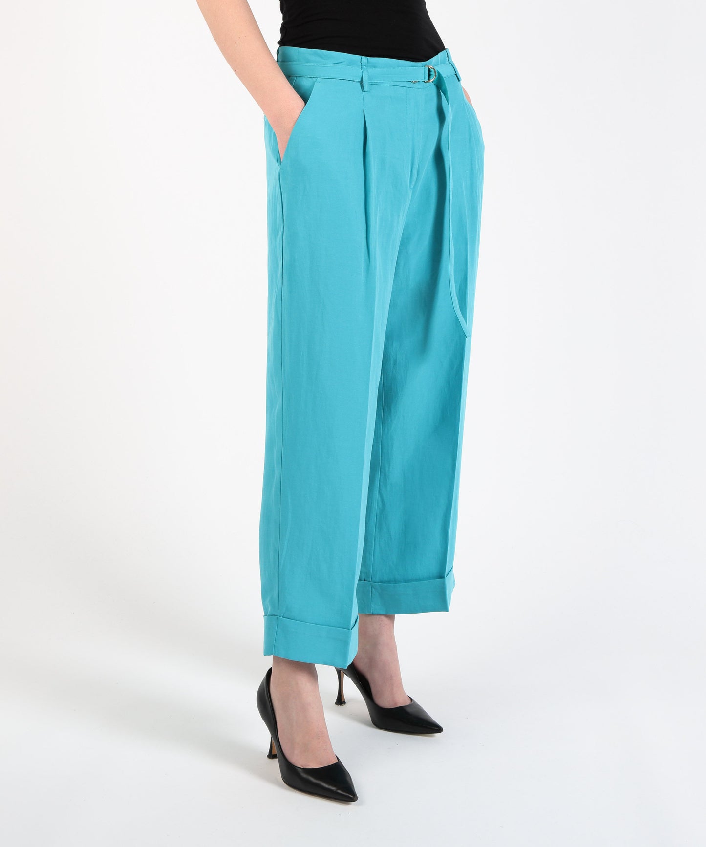 LIUJO WHITE pantaloni cropped