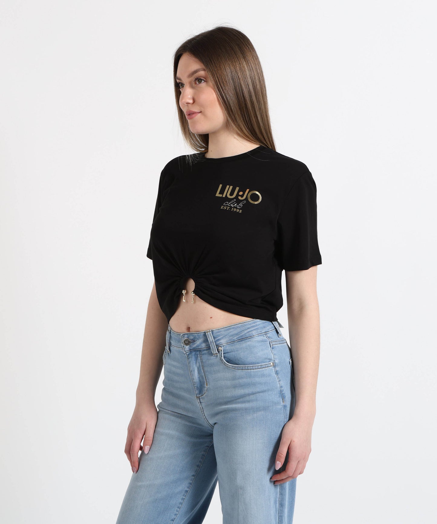 LIUJO WHITE T-shirt cropped