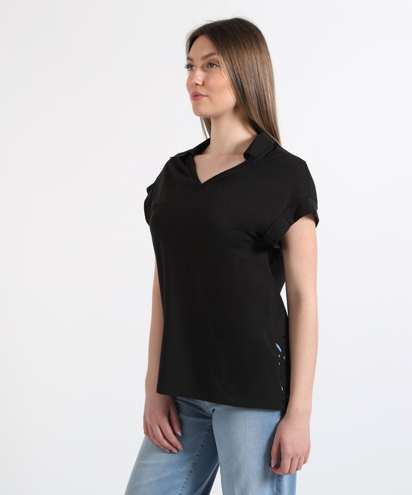 LIUJO WHITE T-shirt con pizzo