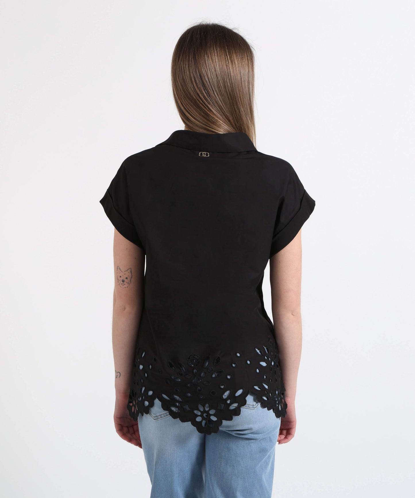 LIUJO WHITE T-shirt con pizzo