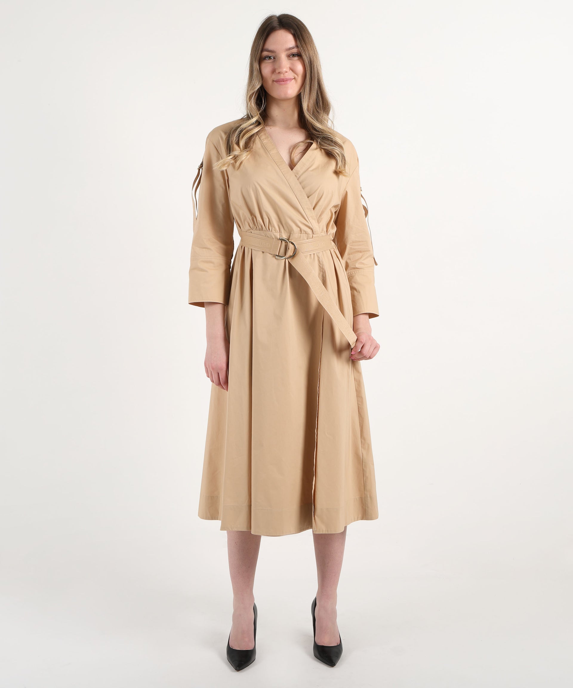 LIUJO WHITE Abito in cotone con cintura