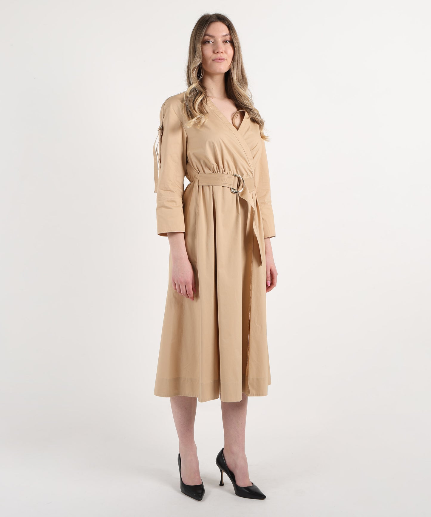 LIUJO WHITE Abito in cotone con cintura
