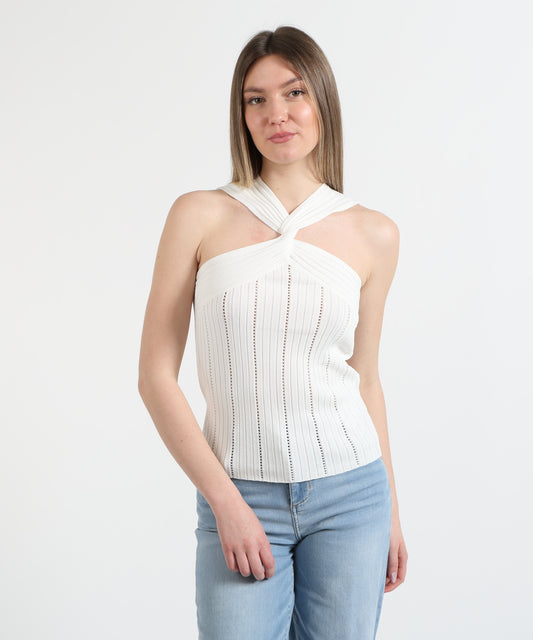 LIUJO WHITE T-shirt scollo a V