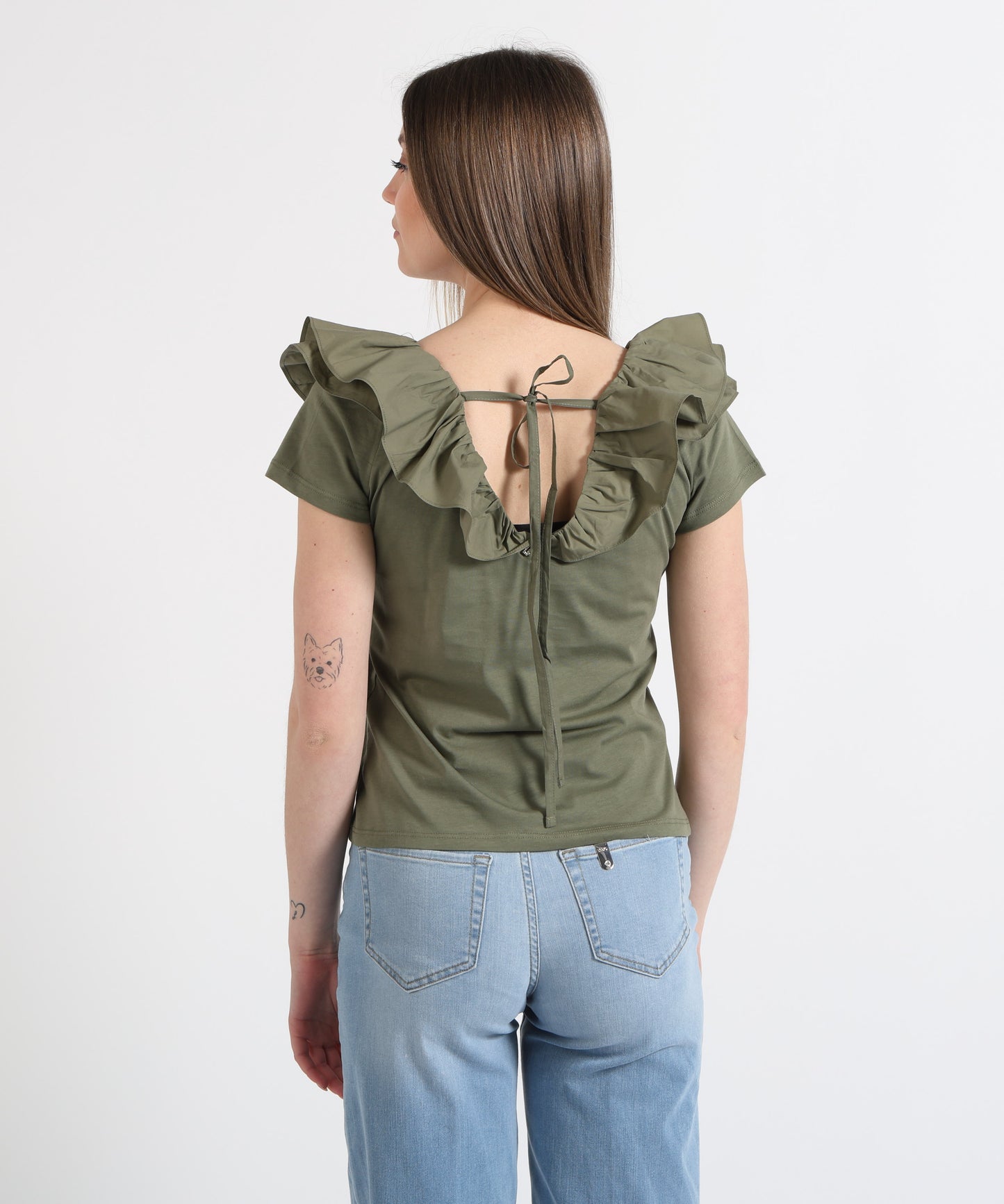 LIUJO WHITE T-shirt con ruches