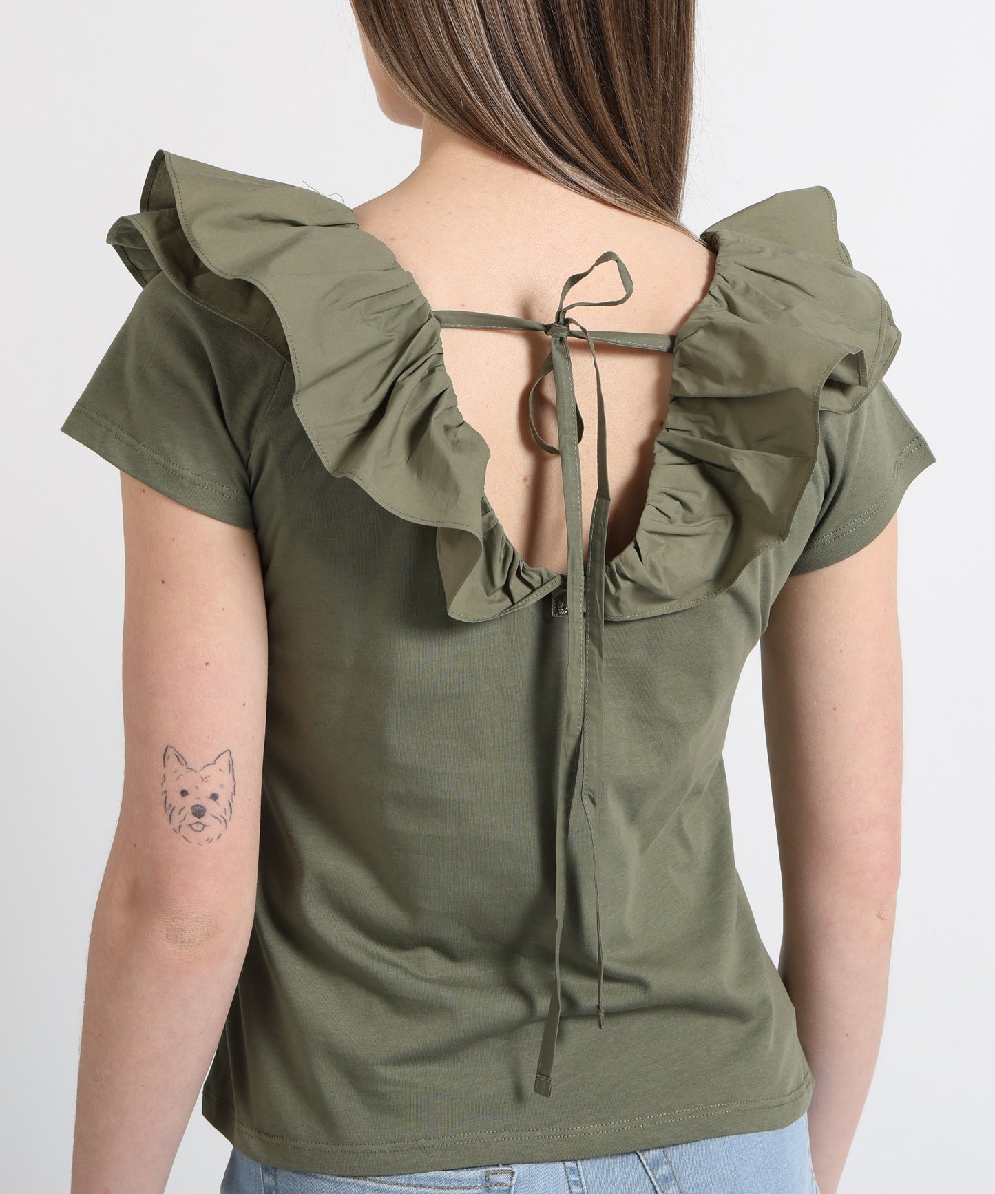LIUJO WHITE T-shirt con ruches
