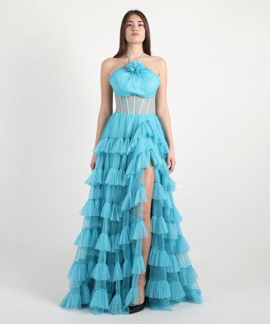 SOANI Abito in tulle con stola