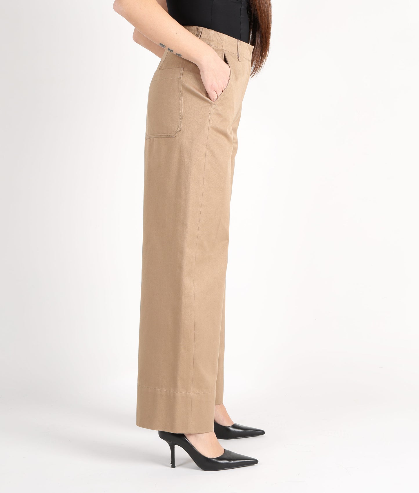 S MAX MARA Pantalone in gabardina di cotone