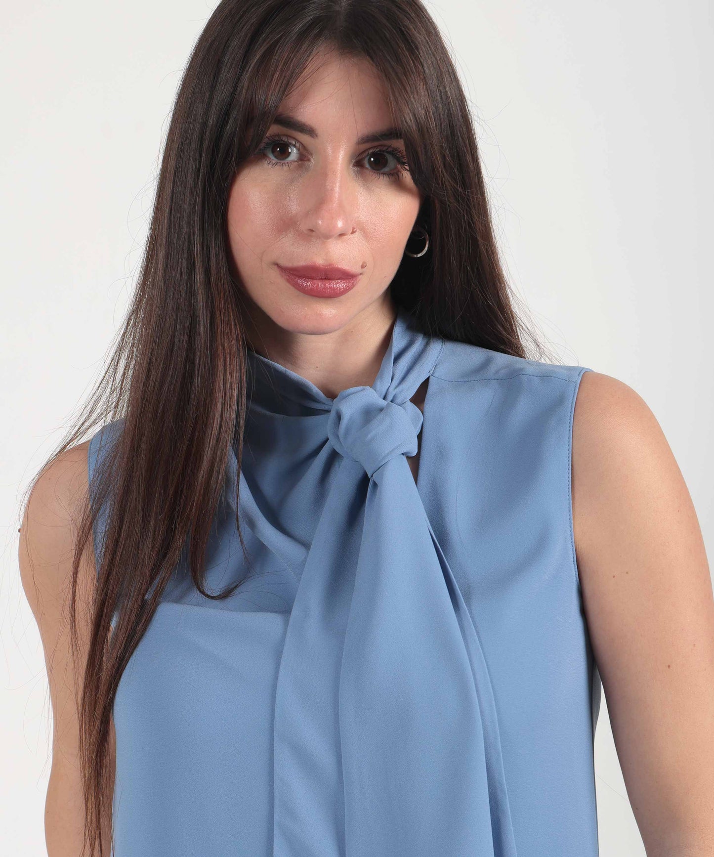 LIUJO BLACK Top dettaglio sciarpa