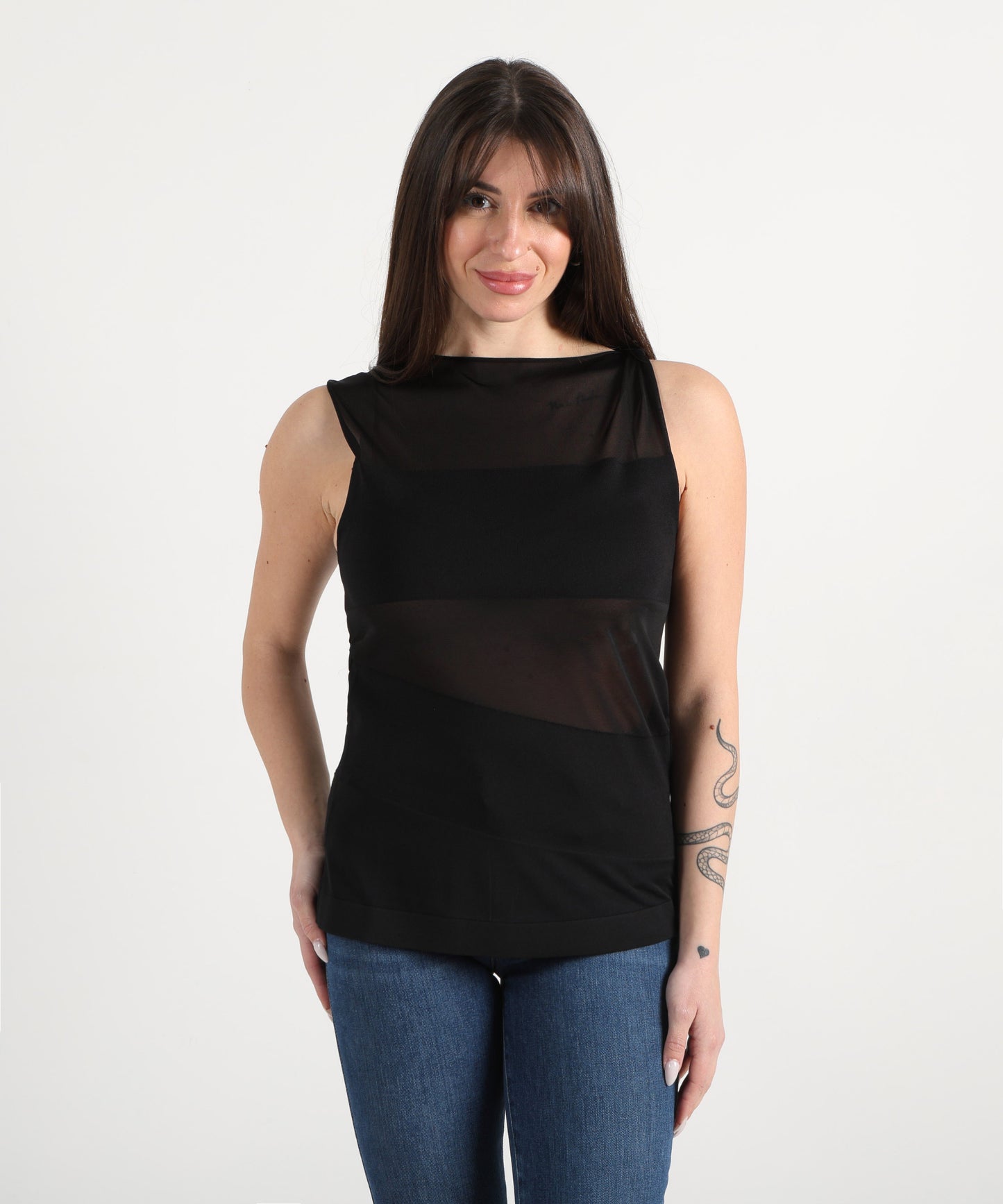 LIVIANA CONTI Top semitrasparente