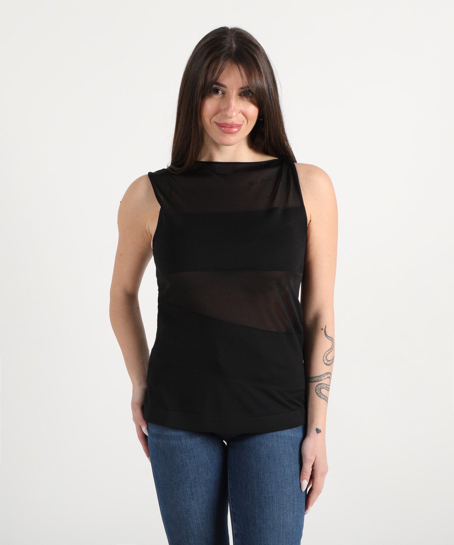 LIVIANA CONTI Top semitrasparente