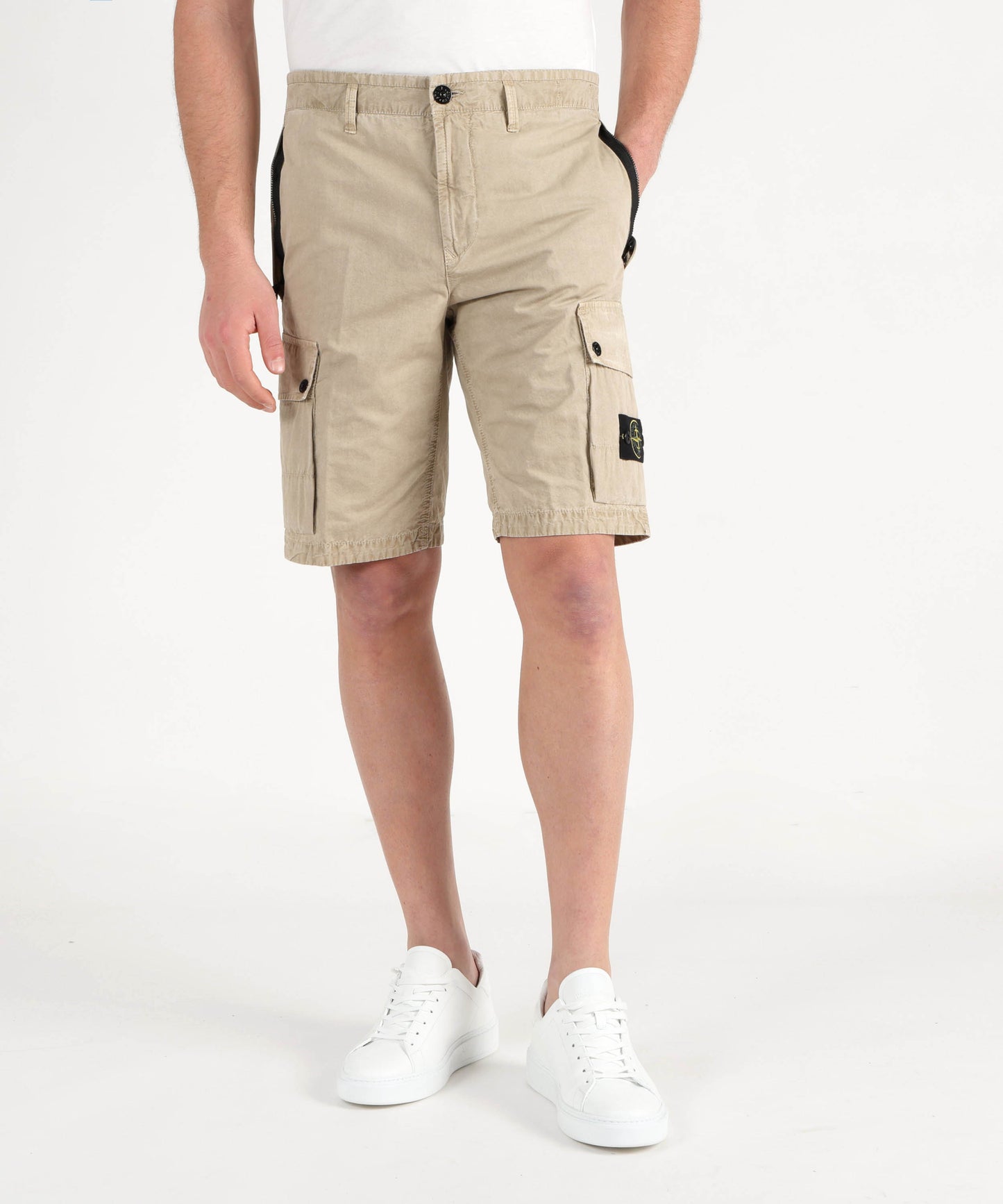 STONE ISLAND Bermuda cargo slim fit con tasche con zip