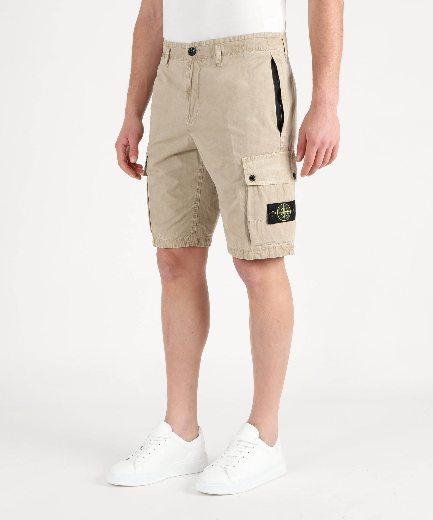 STONE ISLAND Bermuda cargo slim fit con tasche con zip