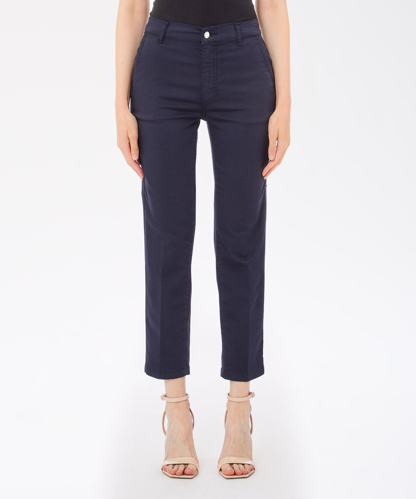 pantaloni cropped vita alta