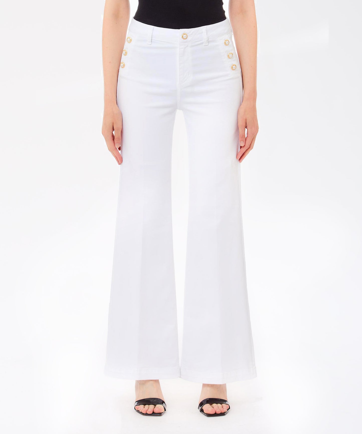 pantaloni flare con bottoni