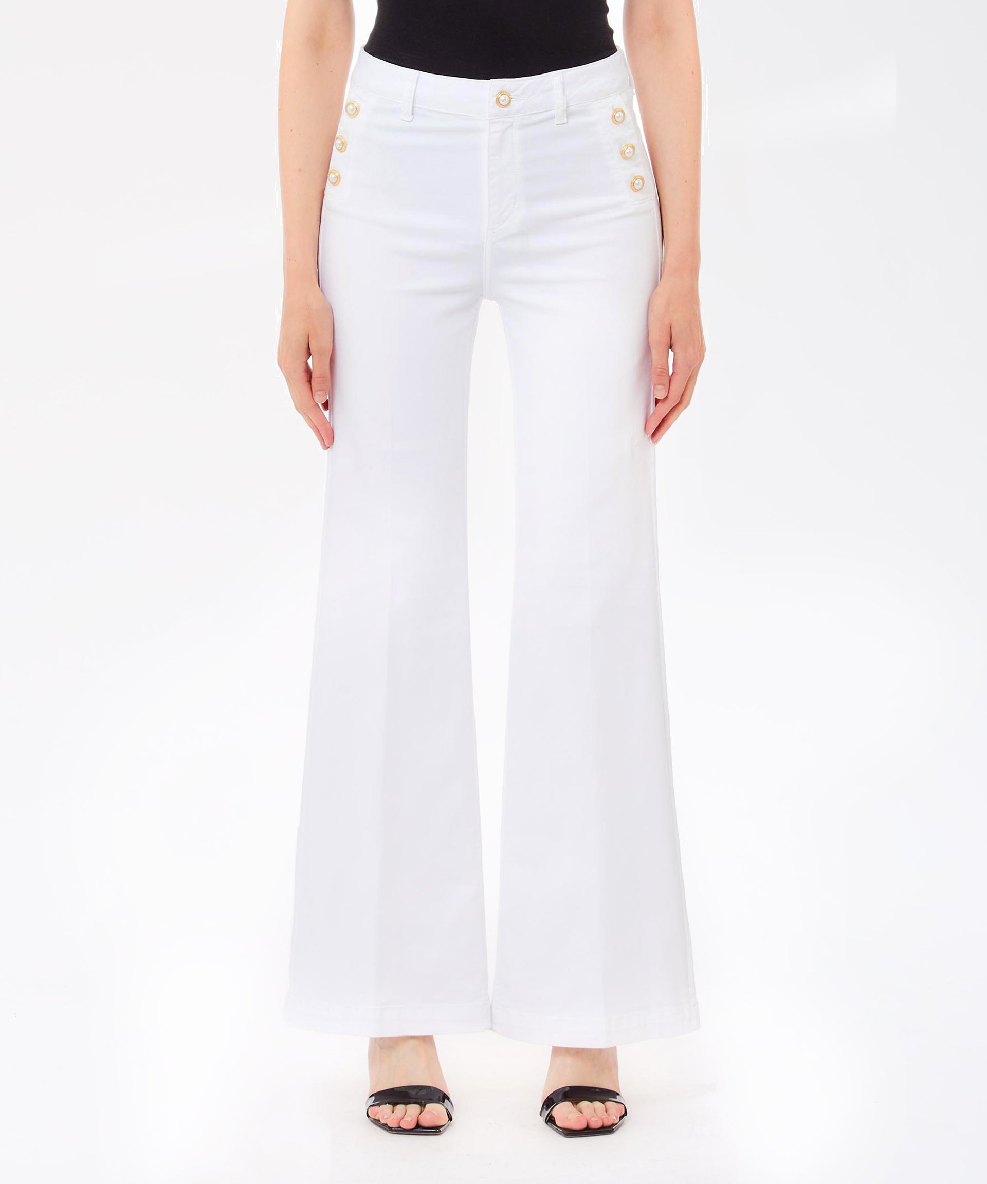 pantaloni flare con bottoni