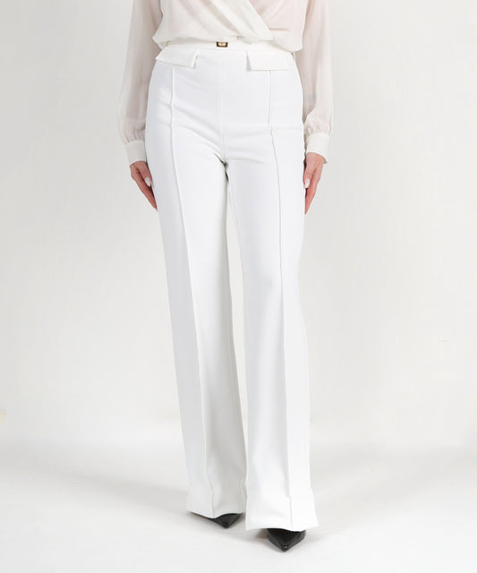 ELISABETTA FRANCHI Pantaloni in crêpe con placca logo