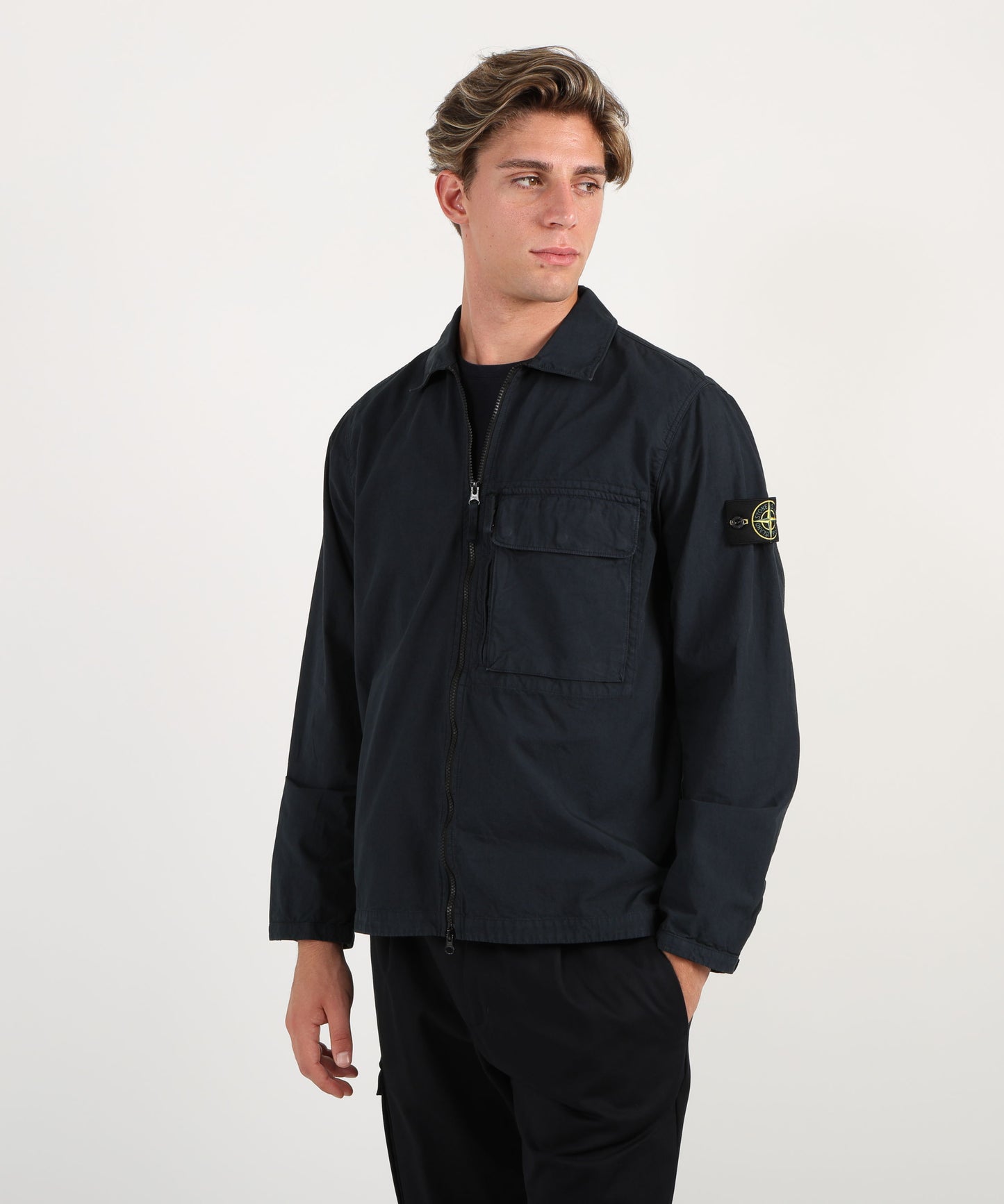 STONE ISLAND Overshirt con tasca sul petto