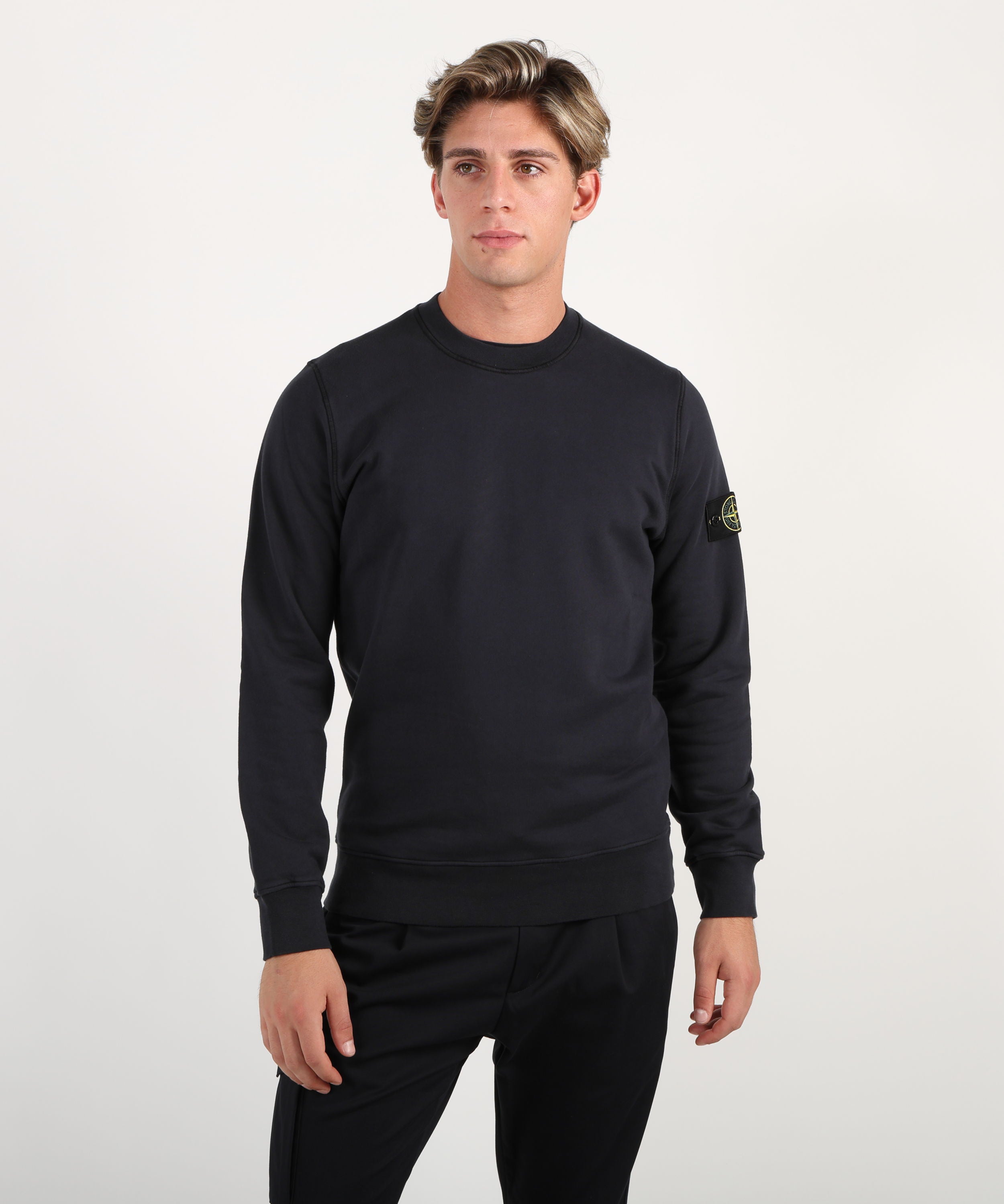 STONE ISLAND Felpa girocollo regular fit con polsini