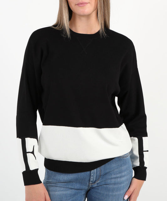 ELISABETTA FRANCHI Maglia girocollo con bande