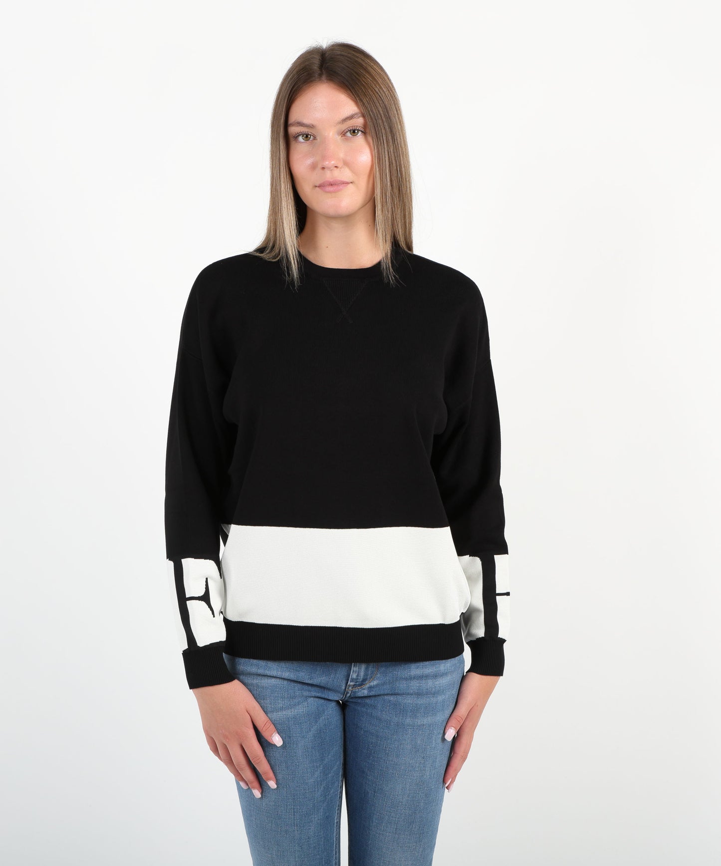 ELISABETTA FRANCHI Maglia girocollo con bande