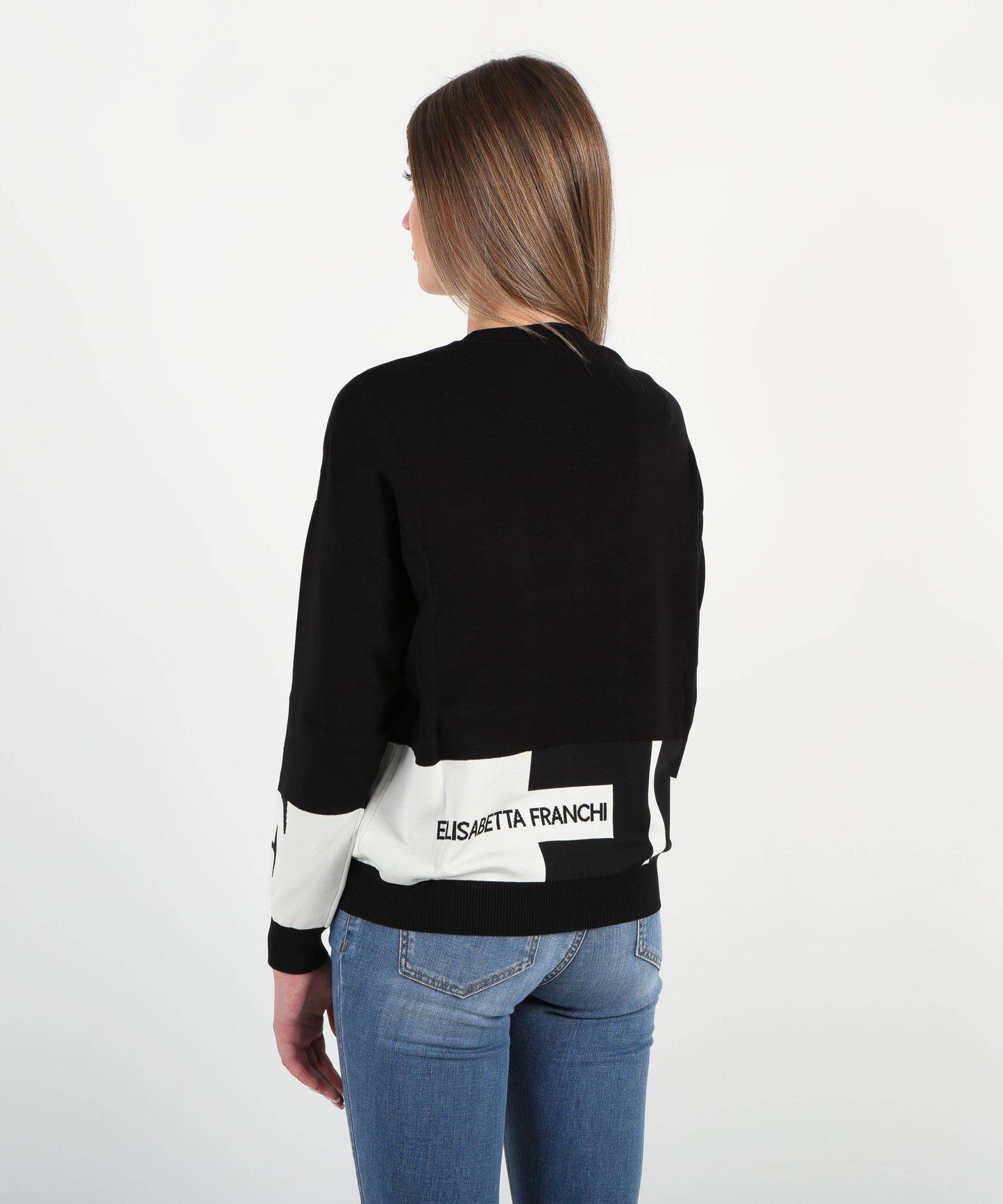 ELISABETTA FRANCHI Maglia girocollo con bande